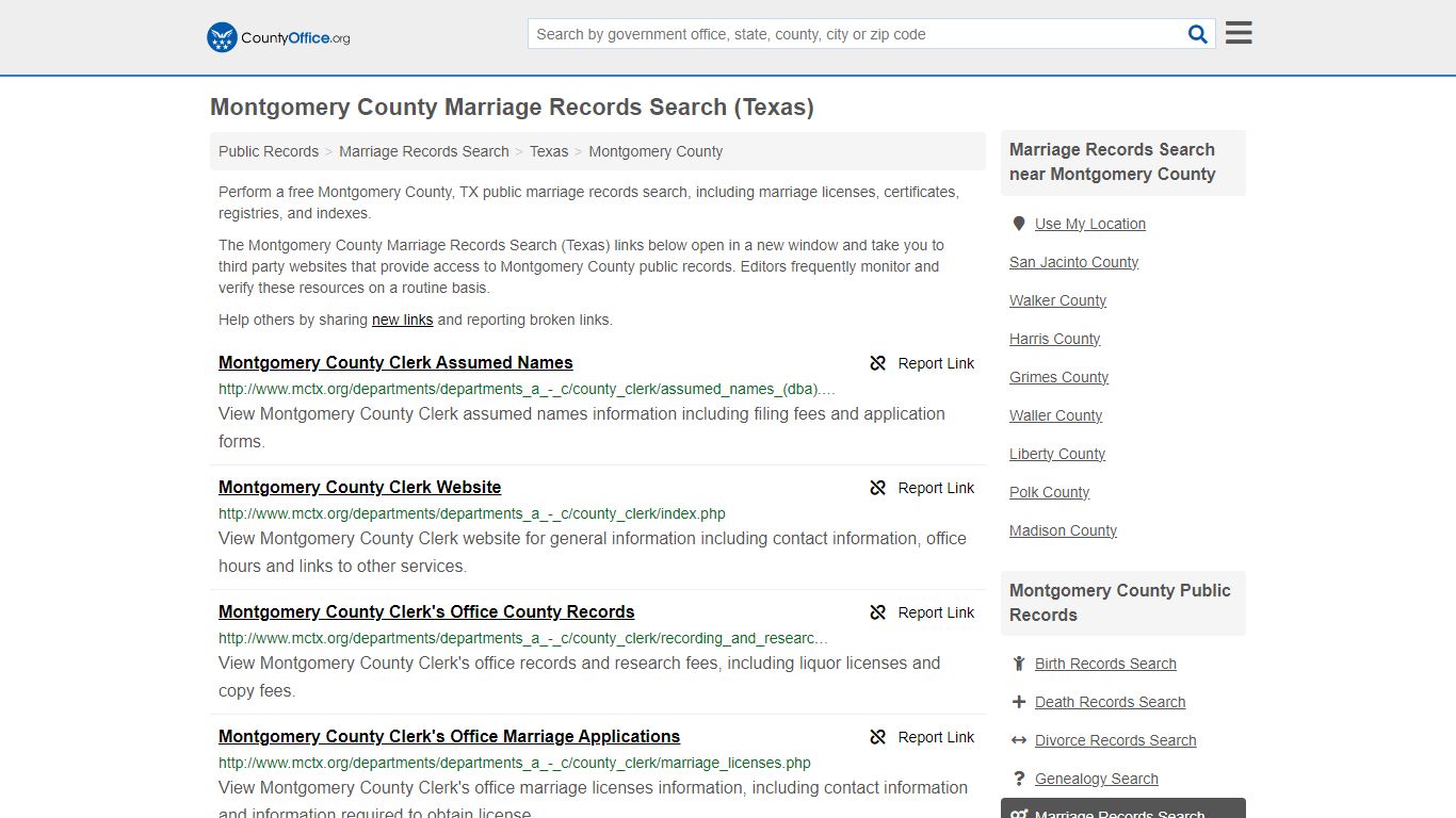 Marriage Records Search - Montgomery County, TX (Marriage Licenses ...